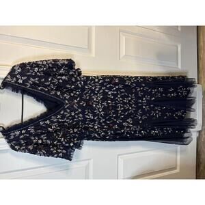 Adrianna Papell Navy Evening Dress with Embellishments Size 18 300